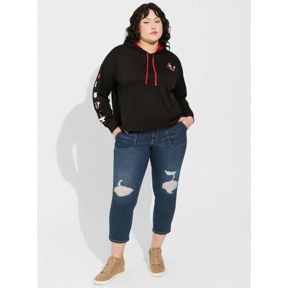 NWT Torrid 2X Warner Bros Looney Tunes Wile E. Coyote Acme Black Cropped Hoodie - Picture 4 of 8